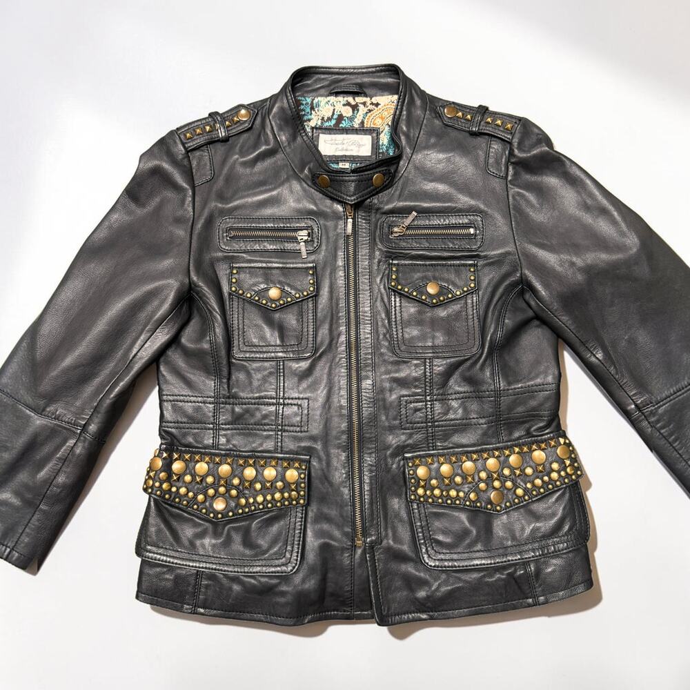 Tasha Polizzi Collection Leather Jacket Studded Black Women's M Western